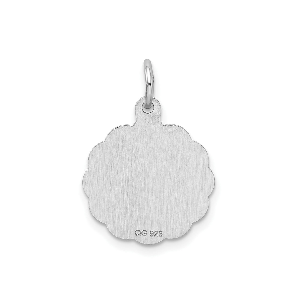 Sterling Silver Initial N Pendant with Script Font and Scalloped Edge Charm