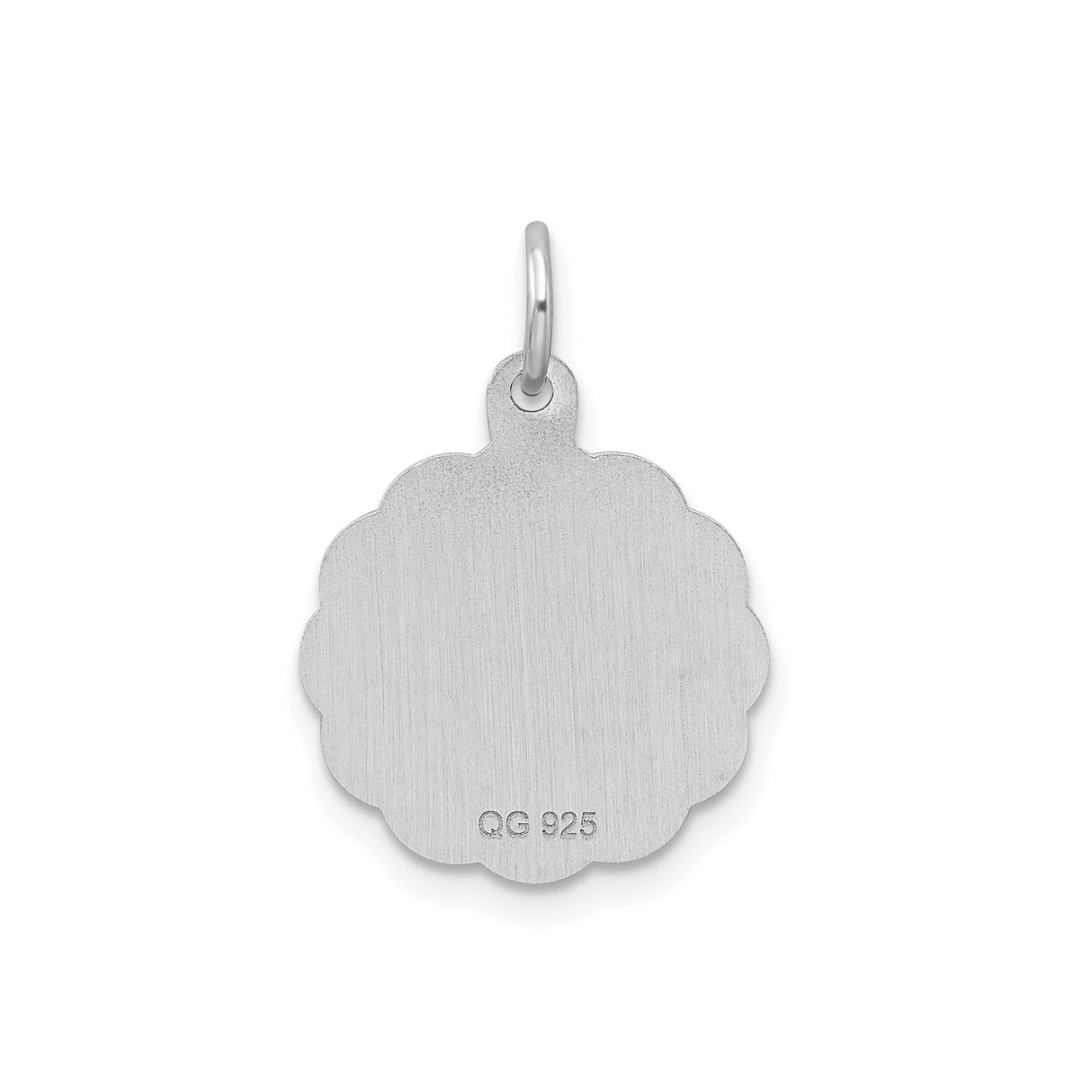 Sterling Silver Letter P Pendant Charm with Scalloped Edge, Script Initial Design