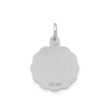 Sterling Silver Letter P Pendant Charm with Scalloped Edge, Script Initial Design