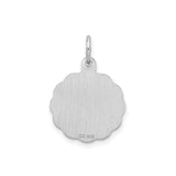 Sterling Silver Initial V Pendant, Scalloped Edge Script Letter Charm for Women