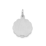 Sterling Silver Pendant with Scalloped Edge and Script Letter W Initial Charm