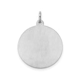 Sterling Silver Initial Pendant with Script Letter A on Round Brushed Disc for Women or Unisex