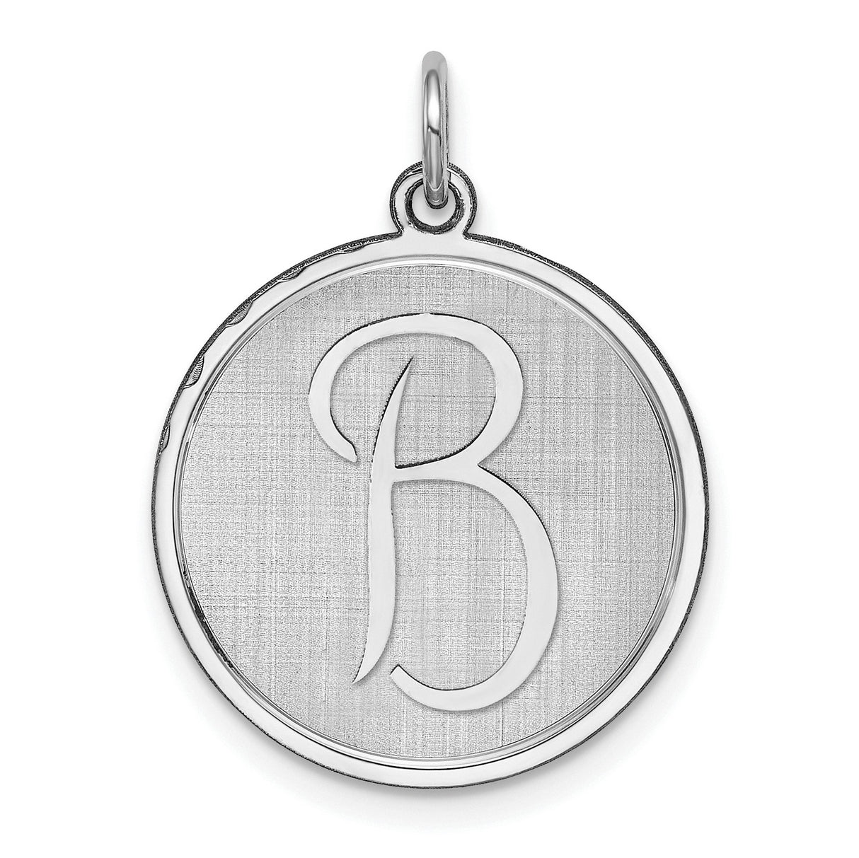 Brocaded Initial B Charm Pendant in Real 925 Sterling Silver