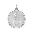 Sterling Silver Initial E Pendant, Round Script Letter Charm for Women and Unisex Wear