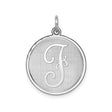 Sterling Silver Pendant with Script Letter J Engraving, Alphabet Monogram Charm