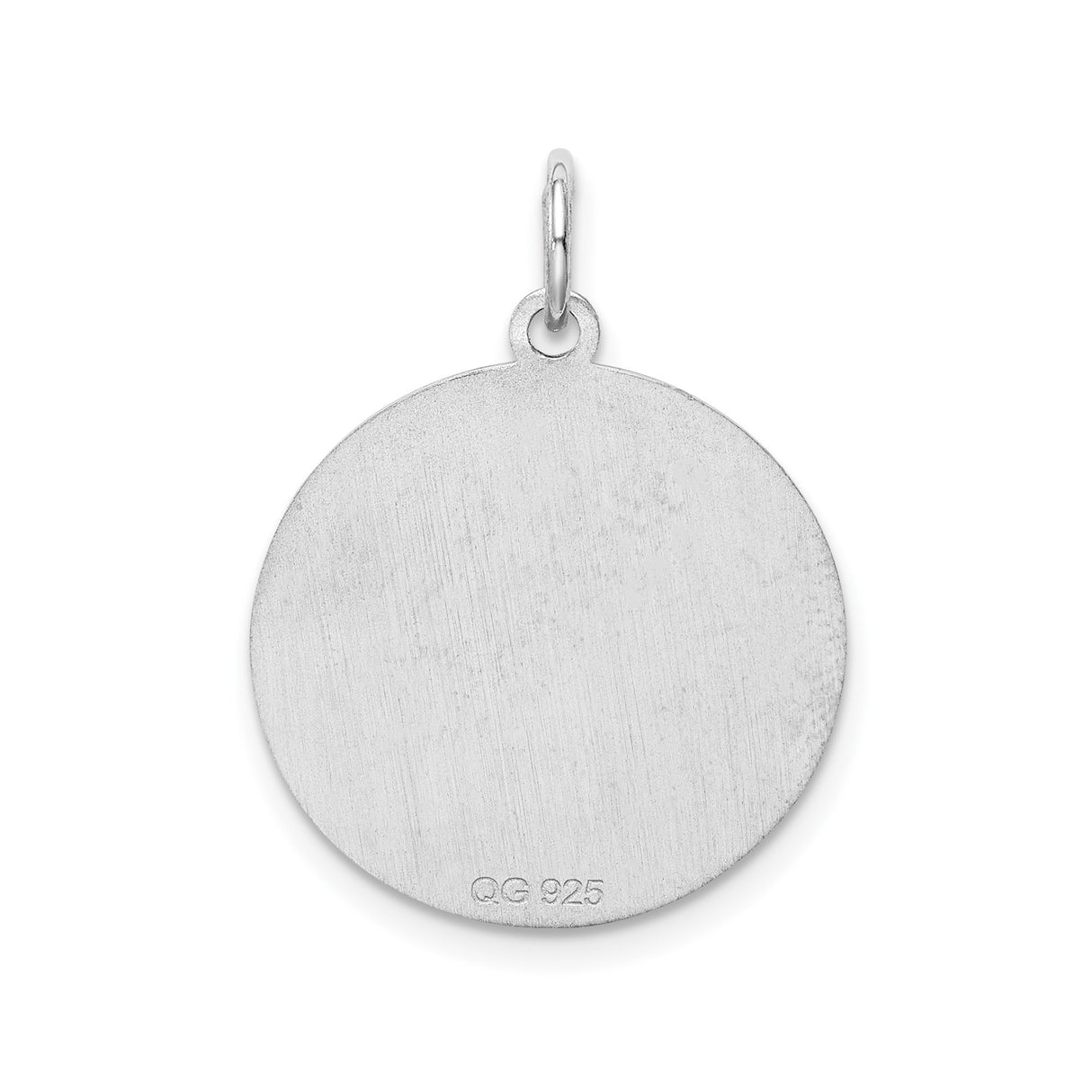 Sterling Silver Round Pendant with Script Letter G Engraving, Textured Monogram Charm