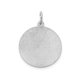 Sterling Silver Pisces Zodiac Pendant with Brushed Round Disc, Celestial Horoscope Charm