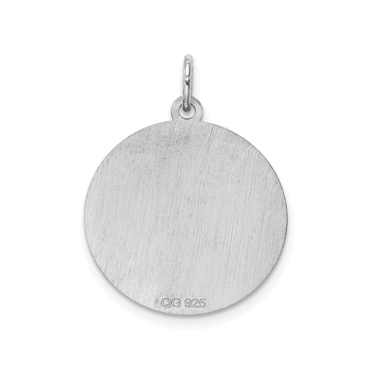 Sterling Silver Pendant with Raised Script Letter J on Brushed Round Disc