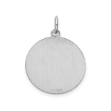 Sterling Silver Initial J Pendant, Script Letter Charm on Textured Disc