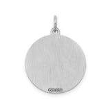 Sterling Silver Round Pendant with Script Letter N Monogram, Unisex Charm