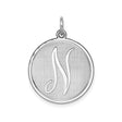 Sterling Silver Round Pendant with Script Letter N Monogram, Unisex Charm