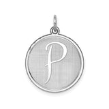 Sterling Silver Initial P Pendant with Brushed Finish and Polished Edges