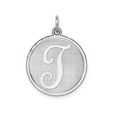 Sterling Silver Initial T Pendant, Round Script Monogram Charm for Women or Unisex Wear