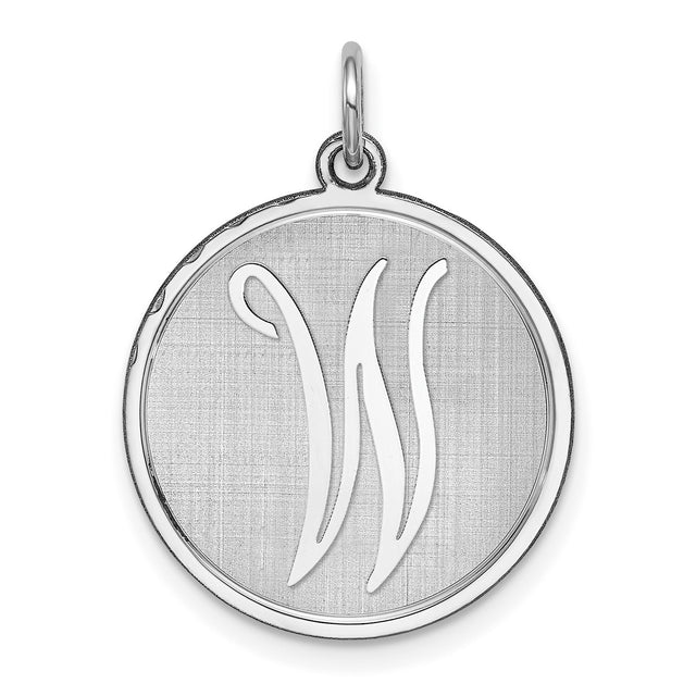 Brocaded Initial W Charm Pendant in Real 925 Sterling Silver