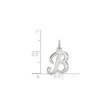 Sterling Silver Initial B Pendant Charm, Cursive Letter Monogram Jewelry for Women or Unisex