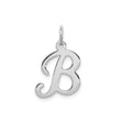 Sterling Silver Initial B Pendant Charm, Cursive Letter Monogram Jewelry for Women or Unisex