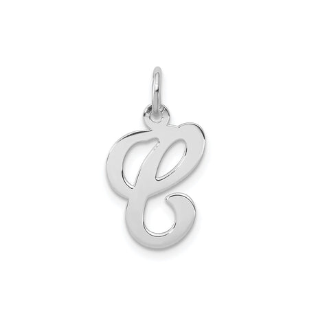 Sterling Silver Initial C Pendant, Script Letter Charm, Cursive Monogram Jewelry for Women