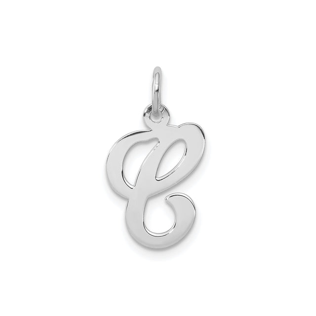 Sterling Silver Initial C Pendant, Script Letter Charm, Cursive Monogram Jewelry for Women