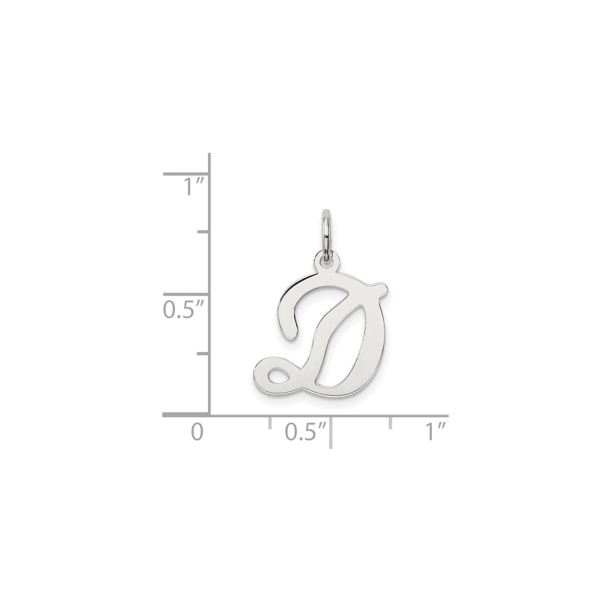 Sterling Silver Letter D Pendant, Script Initial Charm with Polished Cursive Design for Women