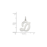 Sterling Silver Letter D Pendant, Script Initial Charm with Polished Cursive Design for Women