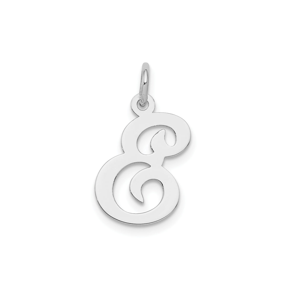 Sterling Silver Script Letter E Pendant, Polished Cursive Alphabet Charm for Women