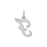 Sterling Silver Script Letter F Pendant Charm, Cursive Alphabet Monogram Jewelry