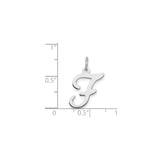 Sterling Silver Script Letter F Pendant Charm, Cursive Alphabet Monogram Jewelry