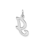 Sterling Silver Initial J Pendant, Polished Script Letter Charm, Minimalist Monogram Jewelry