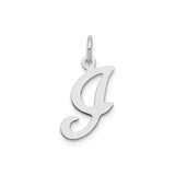 Sterling Silver Initial J Pendant, Polished Script Letter Charm, Minimalist Monogram Jewelry
