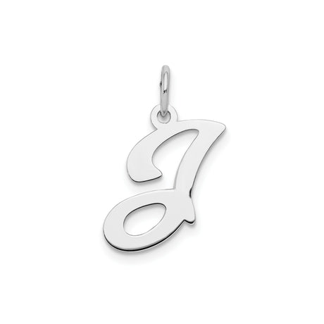 Sterling Silver Script Letter J Pendant Charm, Cursive Initial Jewelry for Women or Unisex Wear