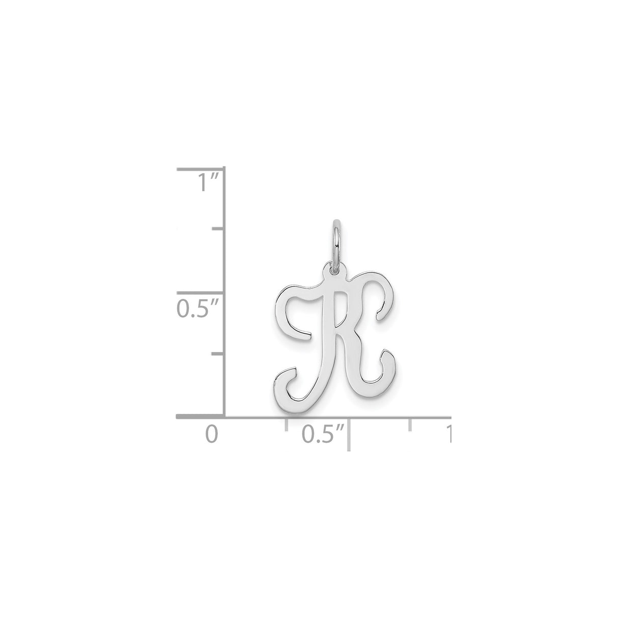 Sterling Silver Initial R Pendant Charm, Polished Script Letter Monogram Jewelry for Women
