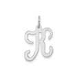 Sterling Silver Initial R Pendant Charm, Polished Script Letter Monogram Jewelry for Women