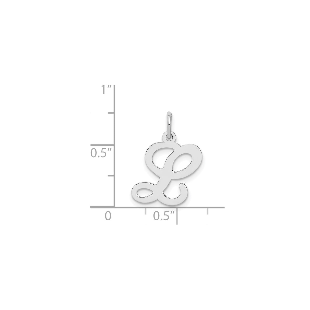 Sterling Silver Initial L Pendant Charm, Polished Script Letter Monogram Jewelry for Women