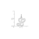 Sterling Silver Initial L Pendant Charm, Polished Script Letter Monogram Jewelry for Women