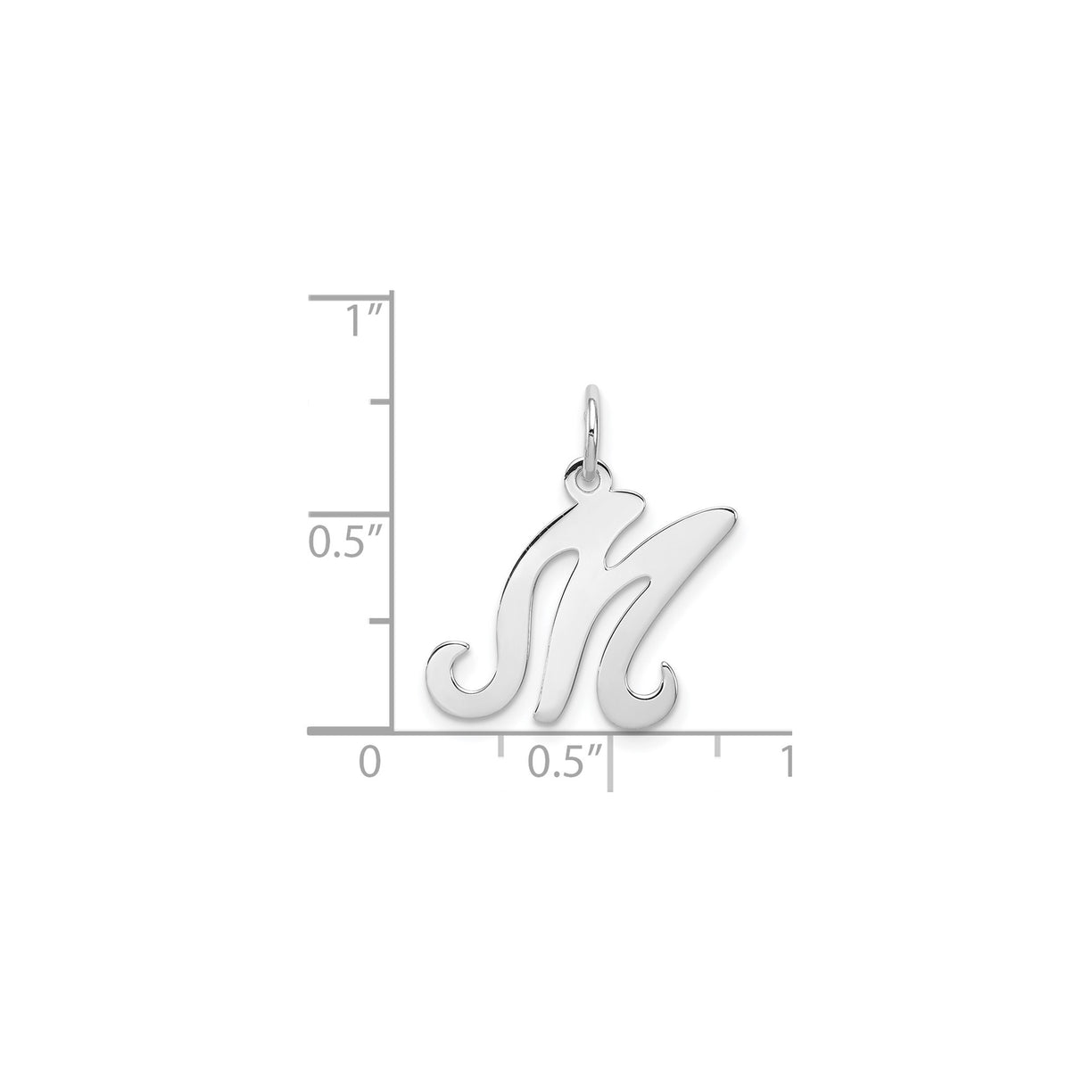 Sterling Silver Initial M Pendant with Cursive Script, Polished Finish, Unisex Charm