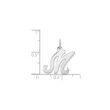 Sterling Silver Initial M Pendant with Cursive Script, Polished Finish, Unisex Charm