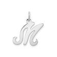 Sterling Silver Initial M Pendant with Cursive Script, Polished Finish, Unisex Charm
