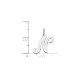 Sterling Silver Initial N Pendant, Polished Cursive Letter Charm for Necklace or Bracelet