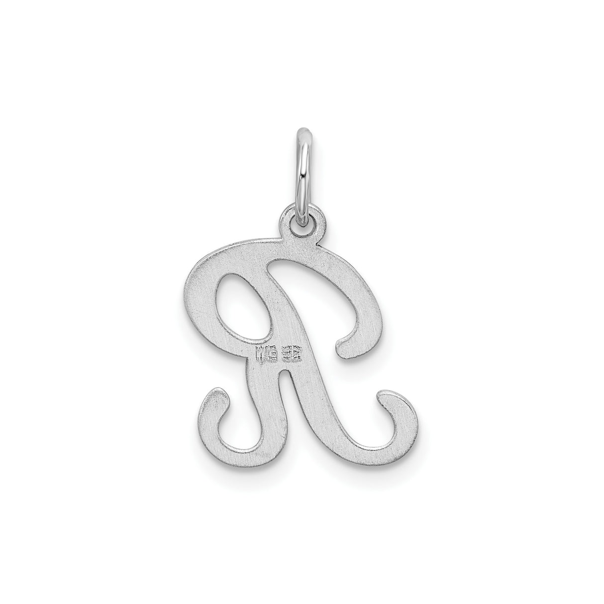 Sterling Silver Script Initial R Pendant, Polished Cursive Letter Charm for Women