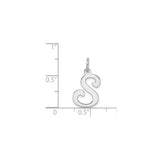 Sterling Silver Pendant Charm, Script Initial S, Polished Alphabet Jewelry for Women or Unisex
