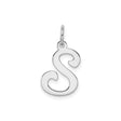 Sterling Silver Pendant Charm, Script Initial S, Polished Alphabet Jewelry for Women or Unisex