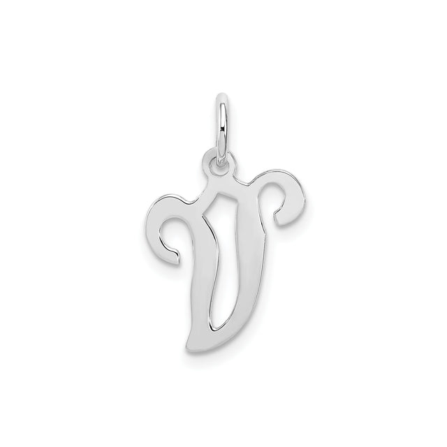 Sterling Silver Letter J Pendant, Old English Script Initial Charm for Women or Unisex Wear