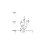 Sterling Silver Script Initial W Pendant Charm, Polished Cursive Letter Jewelry for Women