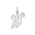 Sterling Silver Script Initial W Pendant Charm, Polished Cursive Letter Jewelry for Women