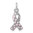 Sterling Silver Pendant, Pink Ribbon Design, Breast Cancer Awareness Theme for Women