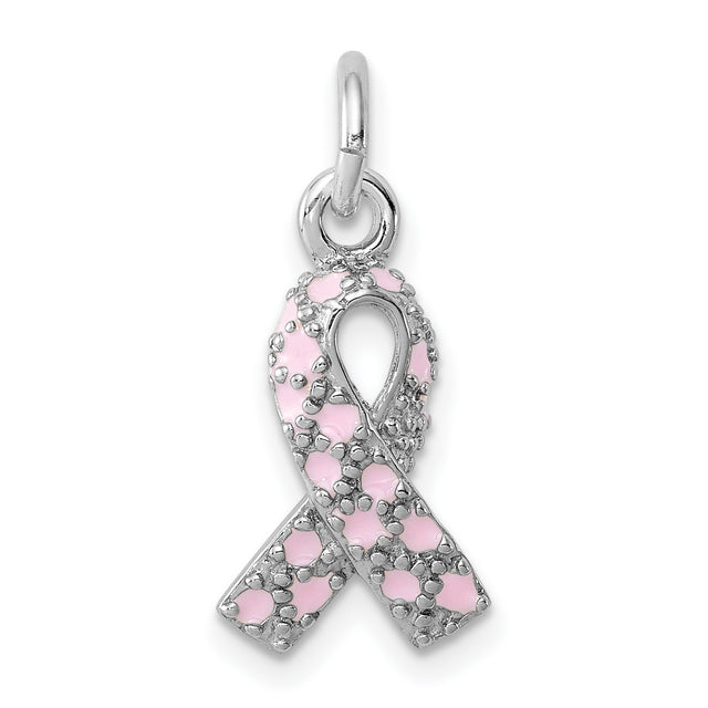 Sterling Silver Pendant, Pink Ribbon Design, Breast Cancer Awareness Theme for Women