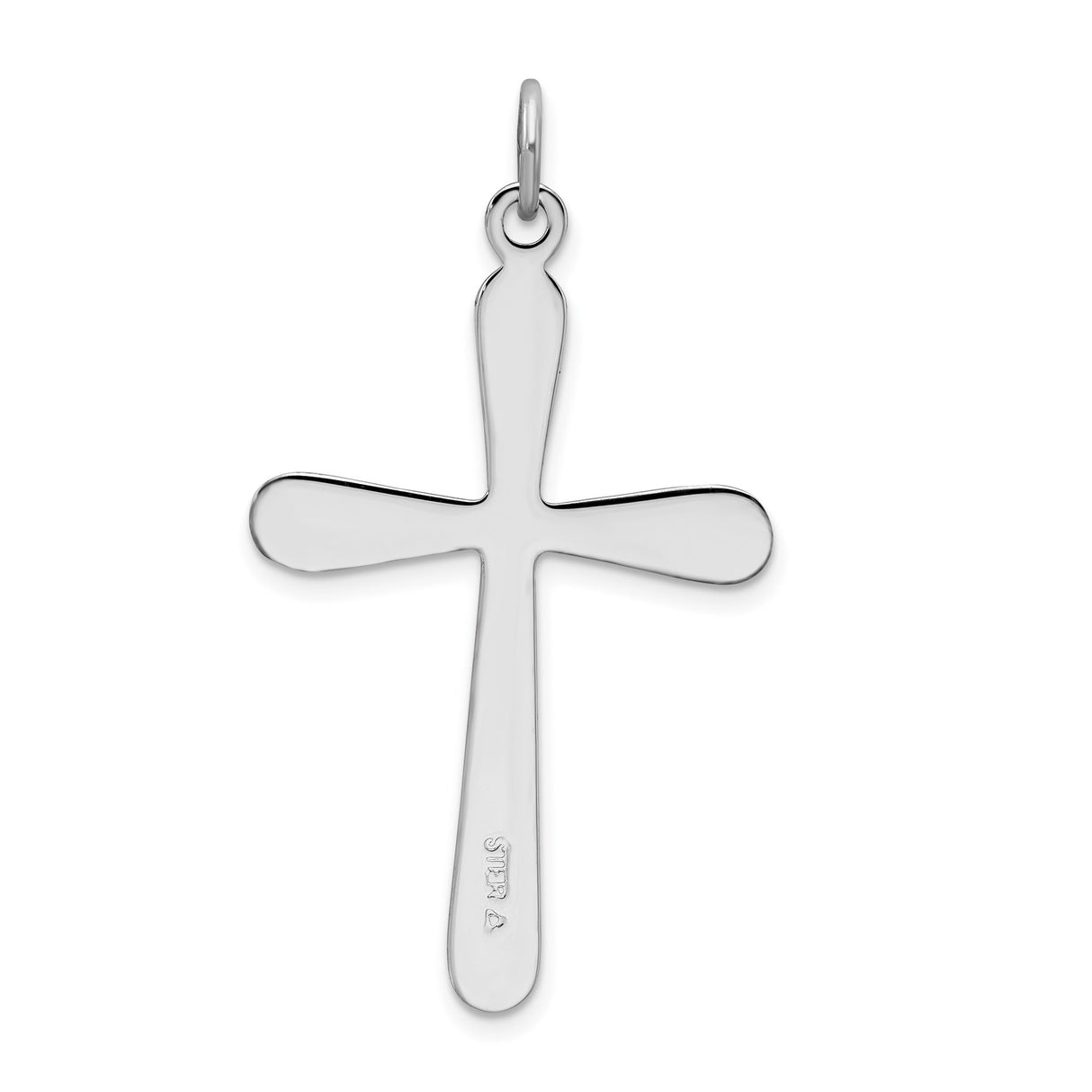 Sterling Silver Cross Pendant with Polished Finish, Modern Religious Charm for Men and Women
