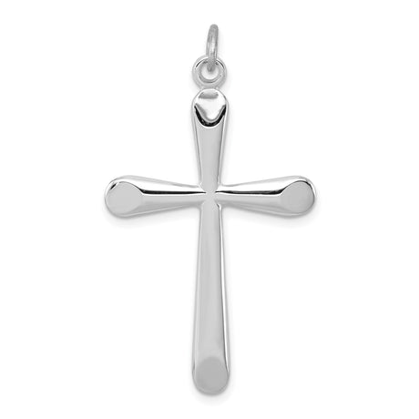 Sterling Silver Cross Pendant with Polished Finish, Modern Religious Charm for Men and Women