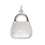 Sterling Silver Handbag Charm Pendant with Cubic Zirconia, Purple Enamel Purse Design