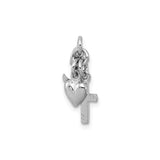 Sterling Silver Pendant with Cross, Heart, and Anchor Symbols, Faith Hope Love Christian Charm